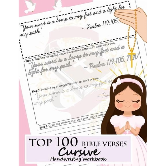 Top 100 Bible Verses Cursive Handwriting Workbook: Learning Cursive Handwriting Practice Sentences with Bible Verses to , (Paperback)