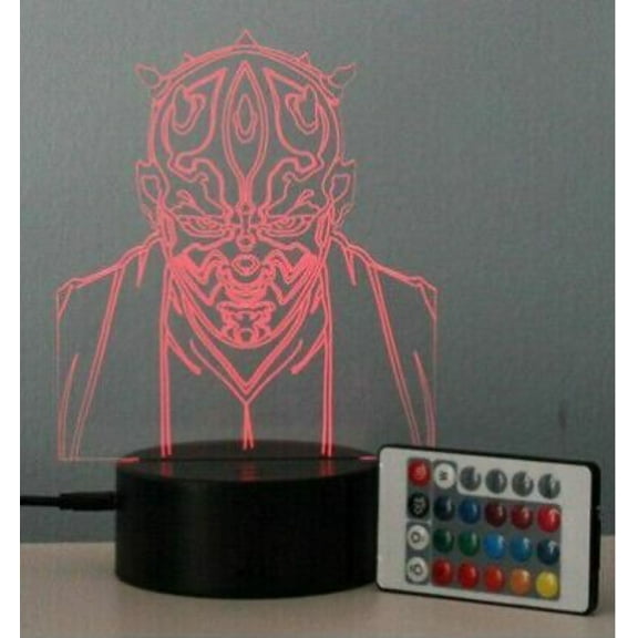 Top 2022 Holiday Gift 3D LED illusion USB Powered 16 Color Table Night Lamp Light Bedroom Child Kids Gift with Remote Control + Free Lambo Plate(Darth Maul1)