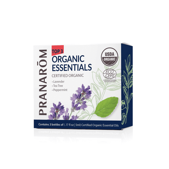 Pranarom - Top 3 Essential Oil Kit (3-Pack of 5ml) - Lavender, Tea Tree, and Peppermint Essential Oils - 100% Pure Essential Oil | USDA and ECOCERT Certified Organic