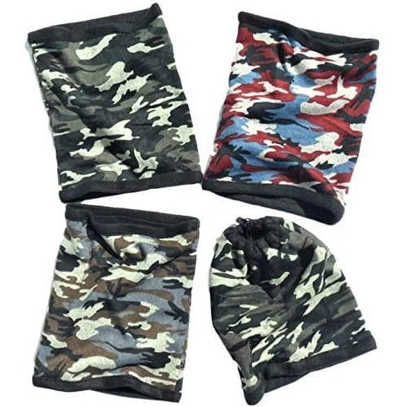 Top 4 Pack Camo Army Pattern Hat Neck Warmer Gaiter for Hunters Men Adults Best Great Scarf Unique Themed Birthday Him Dad Girlfriend Son