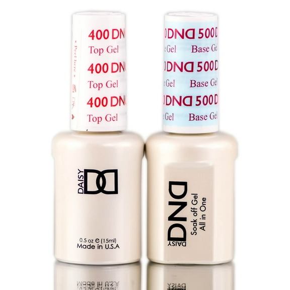 Top 400 / Base 500 , Daisy DND 400 Top Gel & 500 Base Gel DUO SET, Soak off Gel All In One Base & Top Coat KIT for Nails, Daisy Hair Scalp - Pack of 1 w/ Sleek Teasing Comb