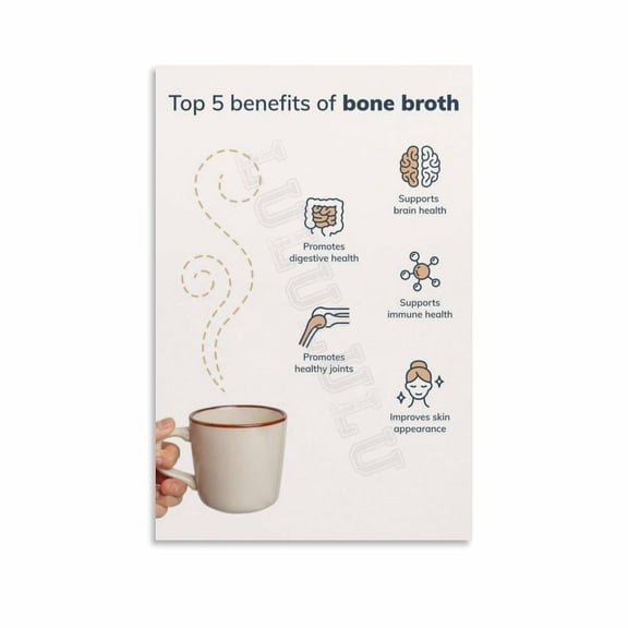 Top 5 Benefits Of Bone Broth Poster Healthy Food Canvas Painting Posters And Prints Wall Art for Living Room Bedroom Decor
