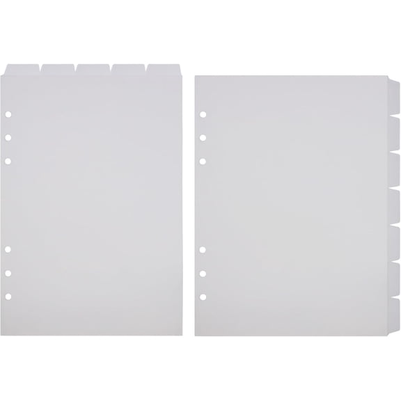 Top 5-Tab & Side 7-Tab A5 6-Ring Binder Dividers Set - Insertable Plastic Index Dividers for Notebooks, Planners & Journals, Clear