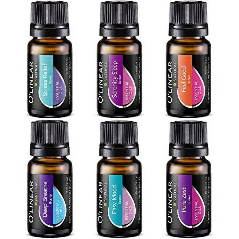 O'Linear Top 6 Blends Essential Oils Set - Aromatherapy Diffuser Blends  Oils for Sleep, Mood, Breathe, Temptation, Feel Good, Stress Relief