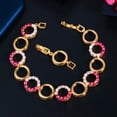 thumbnail image 1 of Top Blue CZ Yellow Gold Plated Round Chain Link Bracelet for Fiancee Engagement, 1 of 9