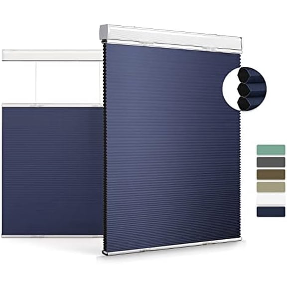 Top Down Bottom Up Cellular Shades for Windows Cordless Blackout Honeycomb Blinds Custom Cut to Size, Deep Blue, 47" W x 64" H$$Home Decor, Kitchen, & Other