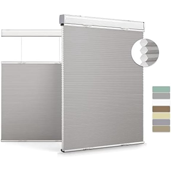 Top Down and Bottom Up Cellular Shades for Windows Light Filtering Cordless Honeycomb Blinds Thermal Insulated Custom Cut to Size,Light Gray,29" W x 64" H$$Home Decor, Kitchen, & Other