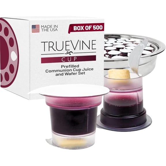 Top & Bottom Communion Cups and Wafer Set - Prefilled Cups with Fresh Unleavened Bread & Grape Juice - Carefully Packaged & Easy to Open, Ideal First Communion Favors for Guests (500 Count)