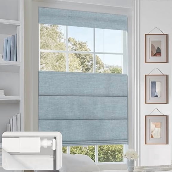 Top Down Bottom Up Cordless Roman Shades No Tools No Drill Blinds for Windows Shades for Indoor Windows Easy to Install,Blackout Blue,70" W x 36" H$$Home Decor, Kitchen, & Other