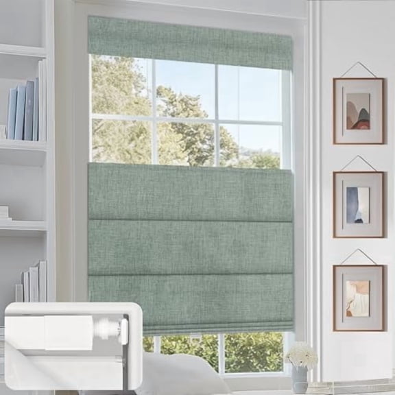 Top Down Bottom Up Cordless Roman Shades No Tools No Drill Blinds for Windows Shades for Indoor Windows Easy to Install,Blackout Blue-Green,30" W x 36" H$$Home Decor, Kitchen, & Other