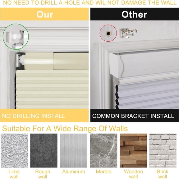 Top Down Bottom Up Day Night Cellular Blinds Cordless,No Tools No Drill Blinds for Windows,Blackout/Light Filtering Double Honeycomb Shades Dual Shades.Beige.32 W x 72" H