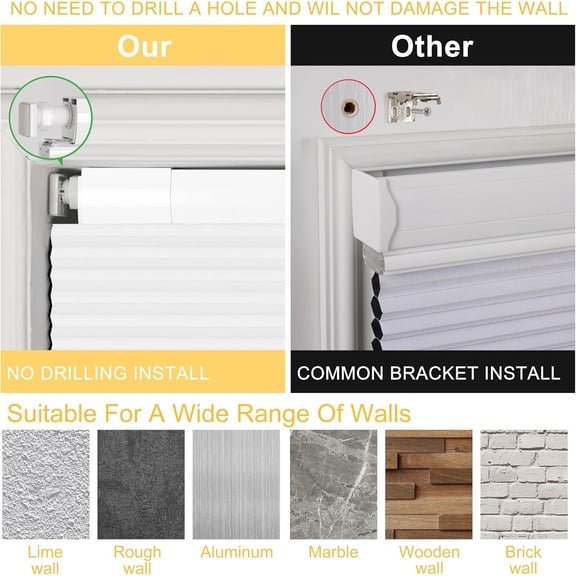 Top Down Bottom Up Day Night Cellular Blinds Cordless,No Tools No Drill Blinds for Windows,Blackout/Light Filtering Double Honeycomb Shades Dual Shades.White&Black.35" W x 56" H