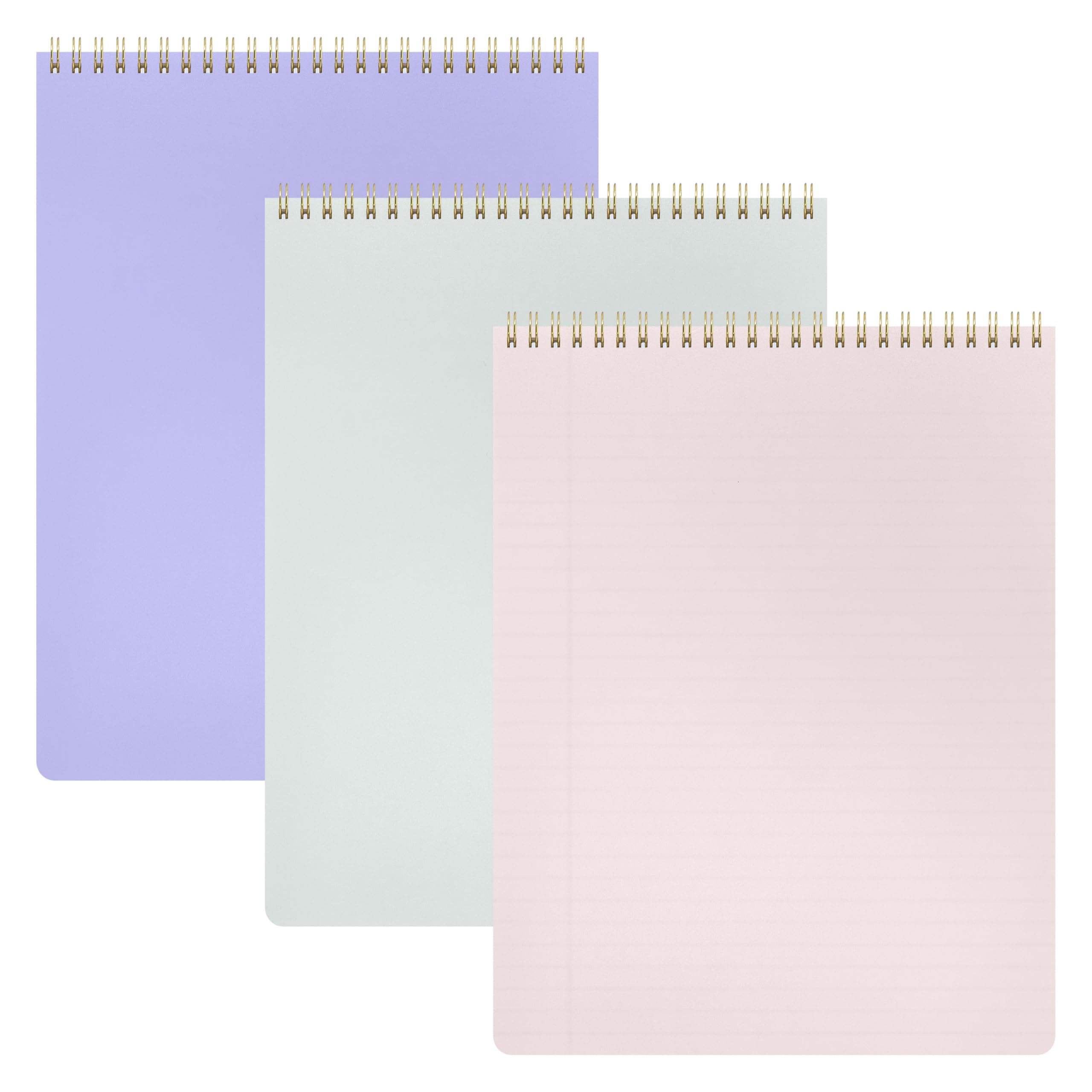 Top Bound Spiral Notebook  3 Pack Lined Notepad (lavender/blush/light Grey) 70 Sheets (140 Pages) Per Wide/legal Ruled 8.5 Inches X 11