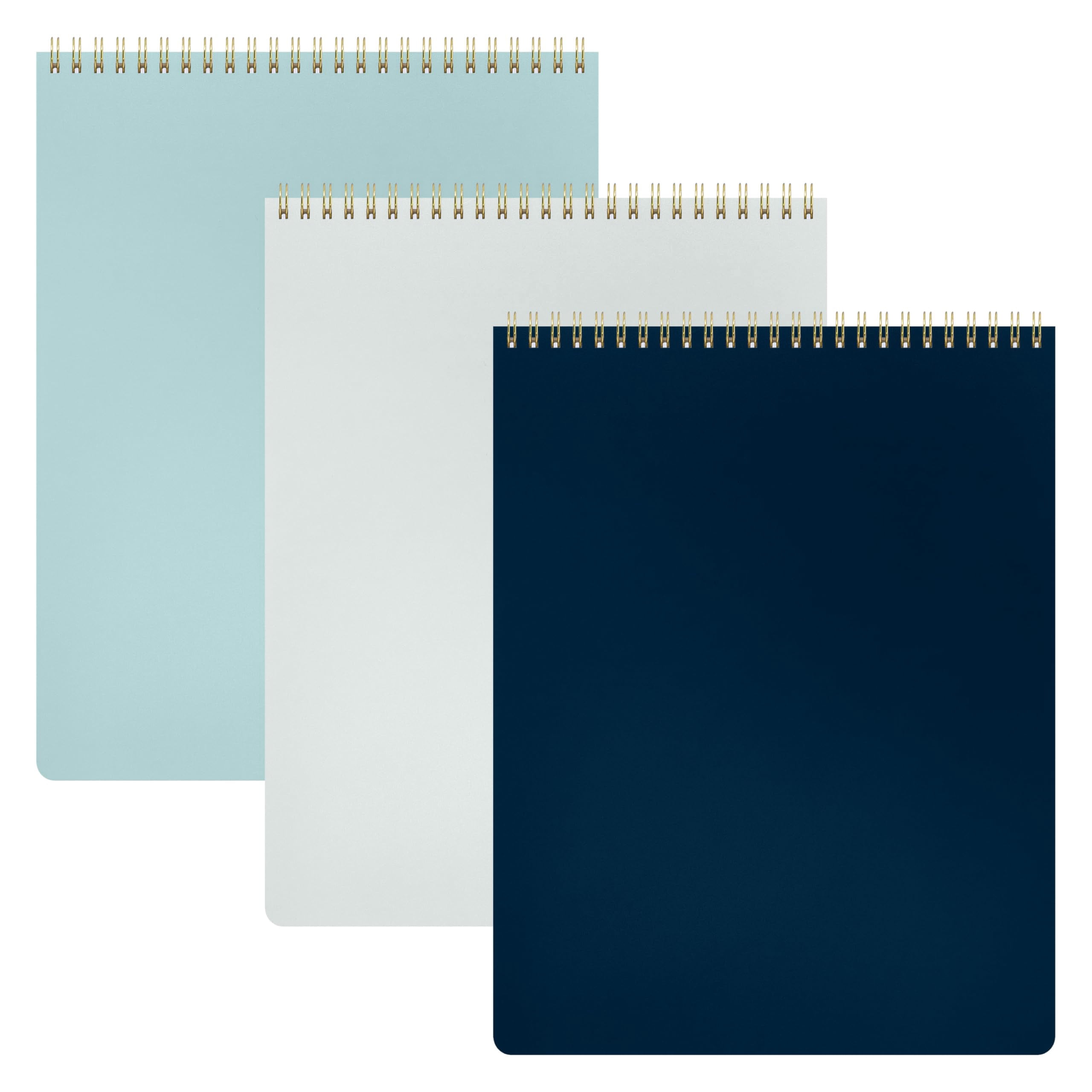 Top Bound Spiral Notebook  3 Pack Lined Notepad (light Grey/navy/sage Green) 70 Sheets (140 Pages) Per Wide/legal Ruled 8.5 Inches X 11