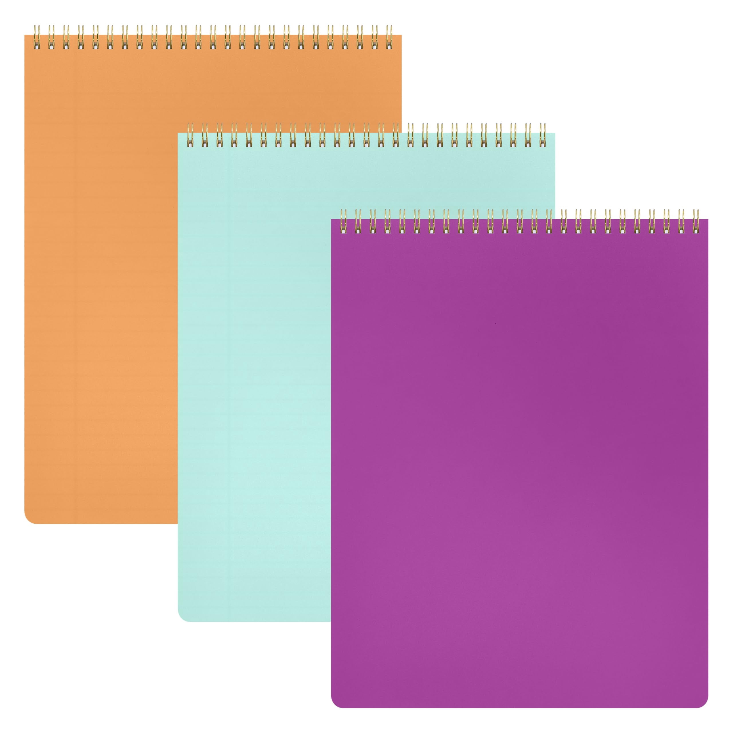 Top Bound Spiral Notebook  3 Pack Lined Notepad (raspberry/marigold/mint) 70 Sheets (140 Pages) Per Wide/legal Ruled 8.5 Inches X 11