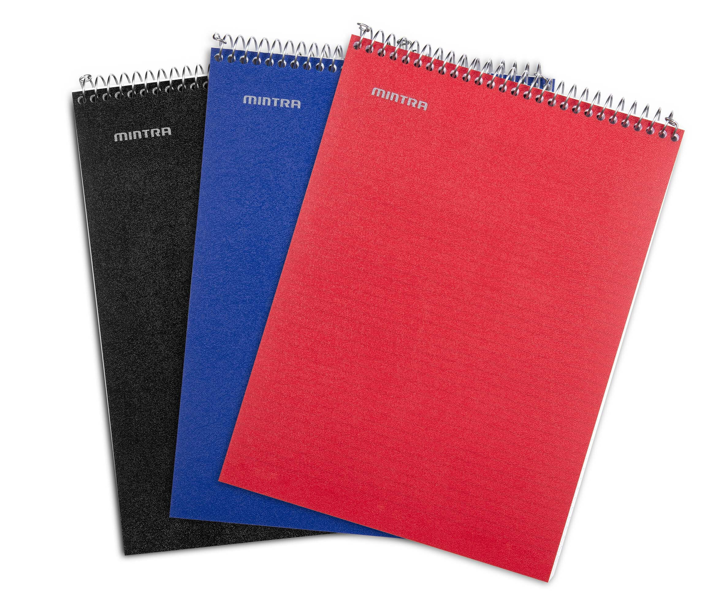 Top Bound Spiral Notebook (Black, Blue, Red, College Ruled 3pack