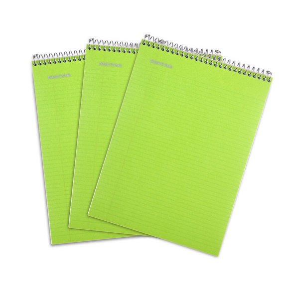 Top Bound Spiral Notebook (Green, College Ruled 3pack)