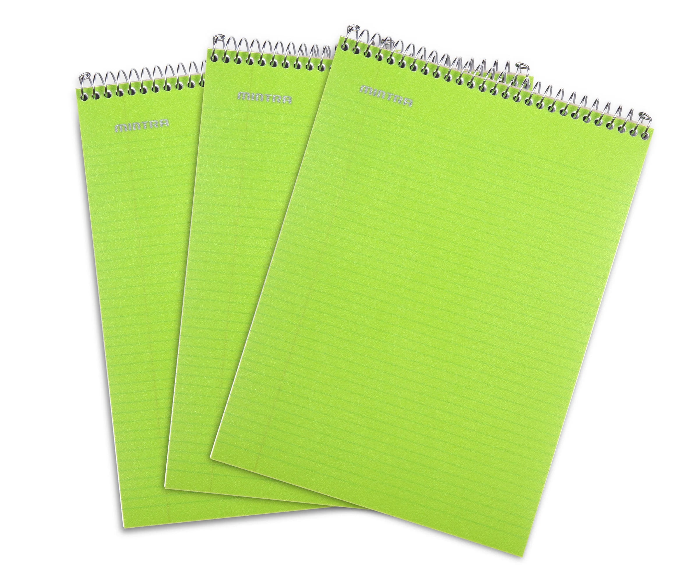 Top Bound Spiral Notebook (Green, College Ruled 3pack)