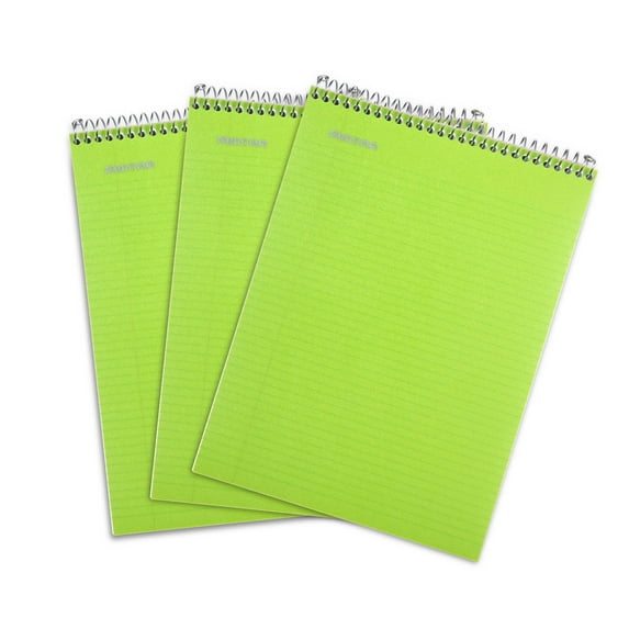 Top Bound Spiral Notebook (Green, College Ruled 3pack)