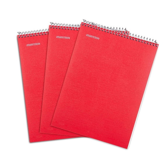 Top Bound Spiral Notebook (Red, College Ruled 3pack)