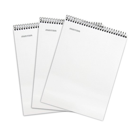 Top Bound Spiral Notebook (White, College Ruled 3pack)