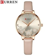 Top Brand Analog Quartz Women Watches CURREN Fashion Leather Strap Luxury Wristwatch Ladies Casual Beautiful Flower Dial Watch