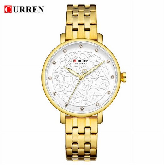 Top Brand Curren Women Watches Pink Leather Wristwatch With Rhinestone Ladies Clock Fashion Luxury Quartz Watch Relogio Feminino - Quartz Wristwatches