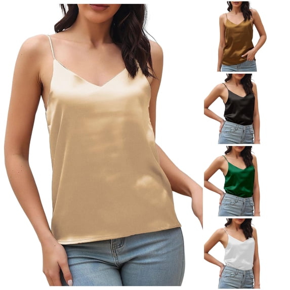 Top A Bretelles En Satin Pour Femme elegant Haut A Bretelles Avec Decollete En V Bretelles Reglables Top A Fines Bretelles Pour Femmes Big Tall Top Sports Top Women 25th Birthday Tops for Women Top