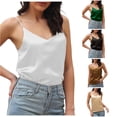 thumbnail image 1 of Top À Bretelles En Satin Pour Femme Élégant Haut À Bretelles Avec Décolleté En V Bretelles Réglables Top À Fines Bretelles Pour Femmes 3 Shirts Top Women, 1 of 5