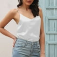 thumbnail image 1 of Top À Bretelles En Satin Pour Femme Élégant Haut À Bretelles Avec Décolleté En V Bretelles Réglables Top À Fines Bretelles Pour Femmes Baseball for Women Camisole with Bra Women Dress Top Women, 1 of 4