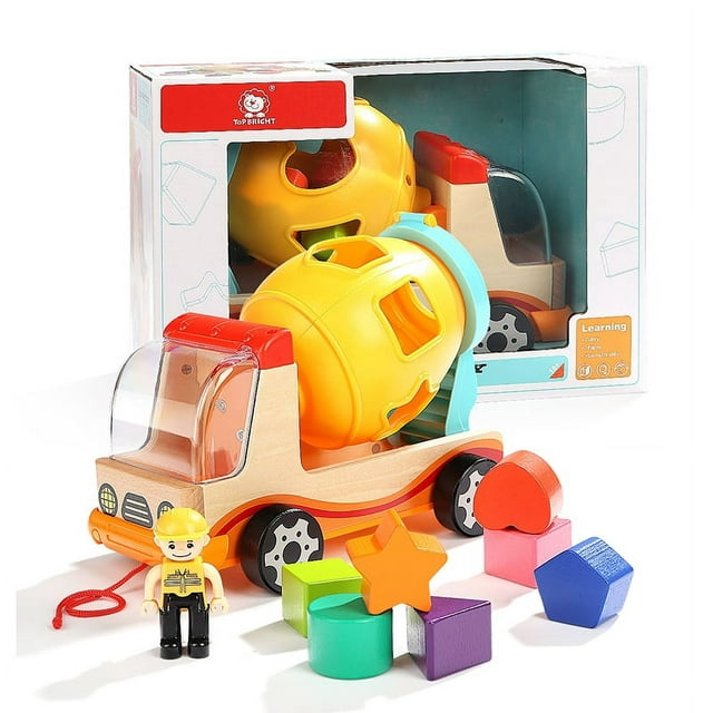 Top Bright - Mixer Truck with Shape Sorter for Toodlers Preschool Learning Toy