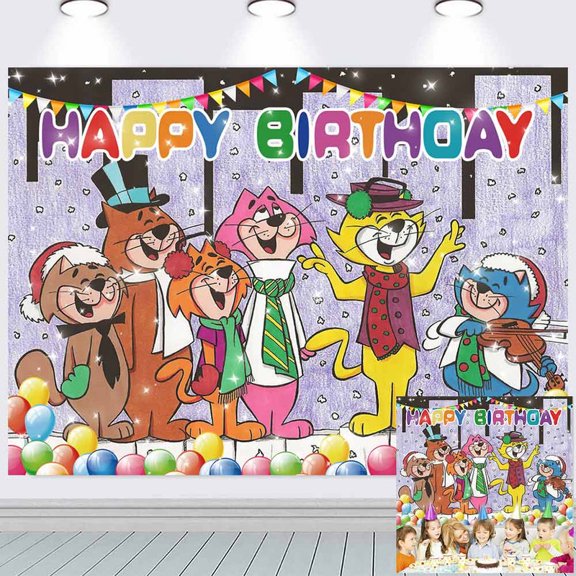 Top Cat Backdrop Banner Party Supplies Poster Movie Theme Background for Photography Kids Birthday Decorations