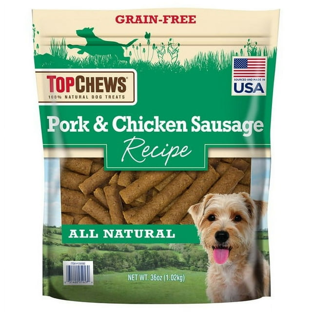 Top Chews 100 Natural Pork & Chicken Sausage Dog Treats, 36 oz