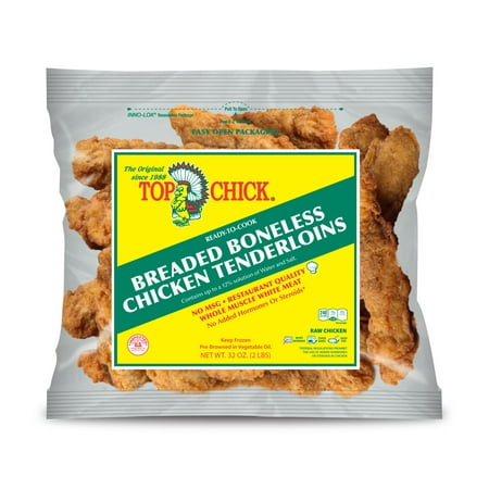 Top Chick Breaded Chicken Tenderloins, 20g Protein per 2 Piece Serving, 2 lb (Frozen)