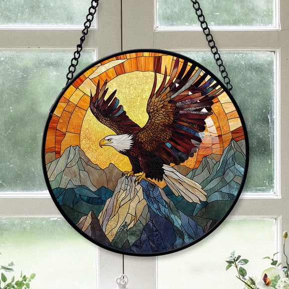 Top Christmas Gifts - Eagle Christmas Stained Glass Hanging Ornament - Heirloom Holiday Tree Decor, Xmas Gift for Family & Friends, Keepsake 2025