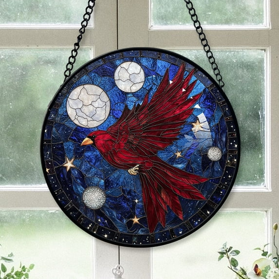 Top Christmas Gifts - Mystic Twilight Red Cardinal Xmas Stained Glass Hanging Ornament - Modern Holiday Tree Decor, Great Christmas Gift for Friends & Family, 2025 Collectible