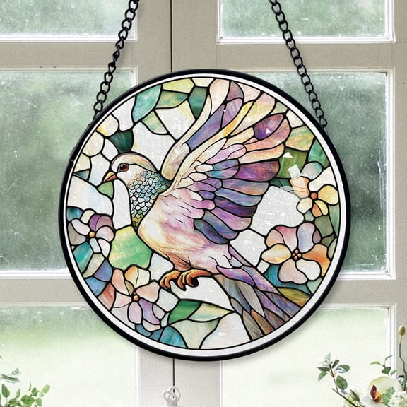 Top Christmas Gifts - White Bird Peace Four Season Theme Leaves Christmas Stained Glass Hanging Ornament - Heirloom Holiday Tree Decor, Xmas Gift for Family & Friends, Keepsake 2025