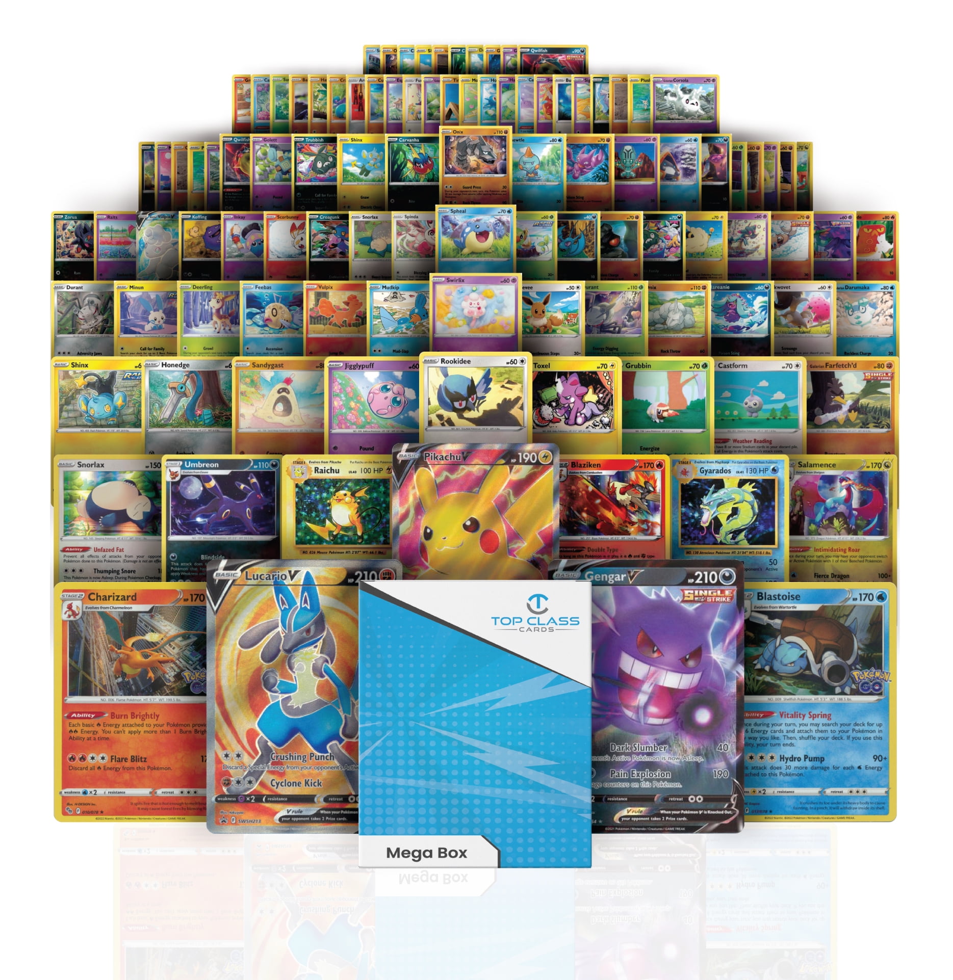 Top Class Cards Mega Box | 100 Cards | 3 Guaranteed Ultra Rares | 7 Holo  Cards | Compatible with Pokemon Cards