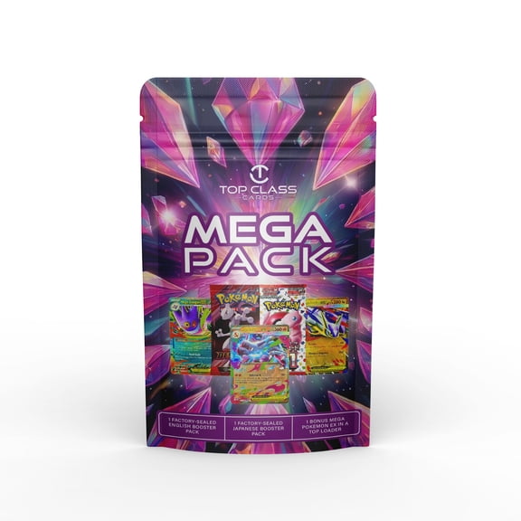 Top Class Cards - Mega Pack | 2 Factory-Sealed Booster Packs + 1 Guaranteed Mega ex Pokemon
