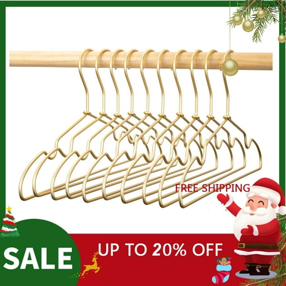 Top Clothes Hanger 16.5" Gold Aluminum Non-Slip Coat Storage Laundry Hangers 30P