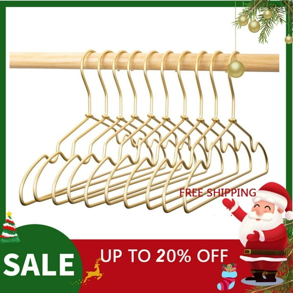 Top Clothes Hanger 16.5" Gold Aluminum Non-Slip Coat Storage Laundry Hangers 30P