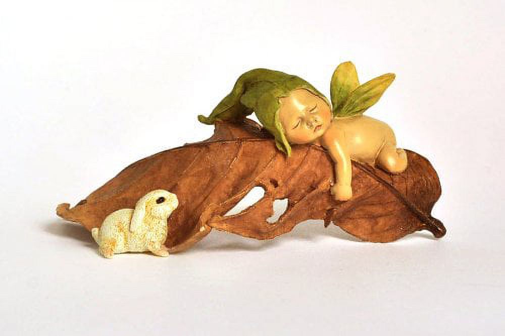 Fairy Garden Statue – Süße Elfengarten-Figur „Schlafendes Baby Mit Hund“, 4 Zoll, Handbemalt Aus Kunstharz