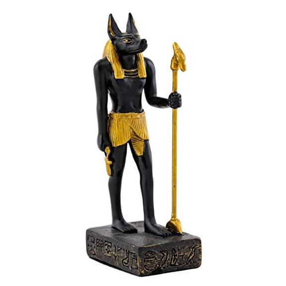 Top Collection Mini Egyptian Anubis Statue - Hand Painted Ruler of The Underworld Dog Sculpture with Gold Accents - 3.25-Inch Collectible Ancient Egypt Figurine