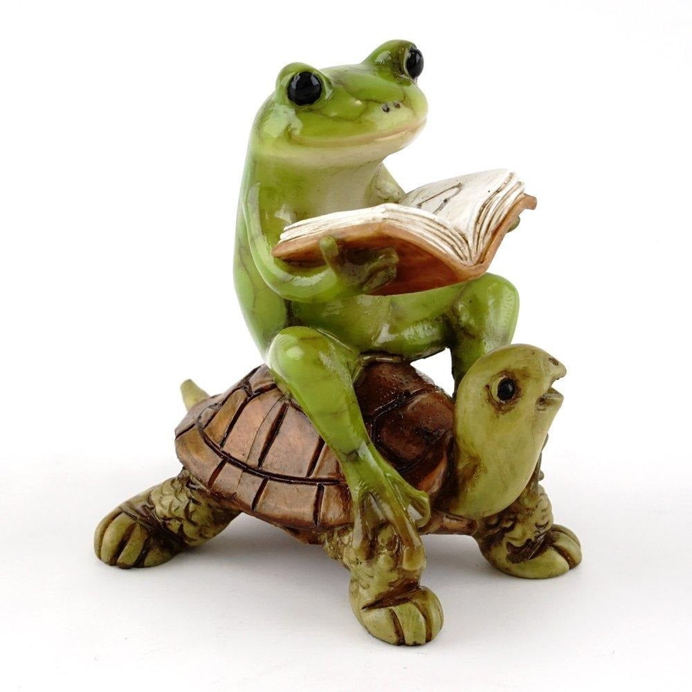 Top Collection Miniature Fairy Garden & Terrarium Frog Reading Book on