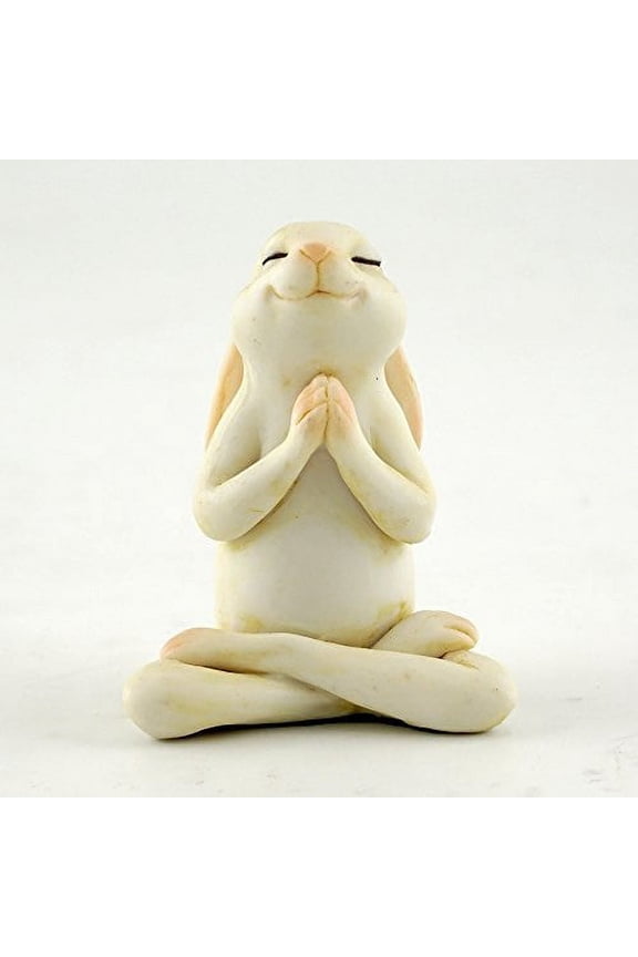 Miniature Fairy Garden & Terrarium Yoga Bunny in Seated Namaste Pose Statue, Small