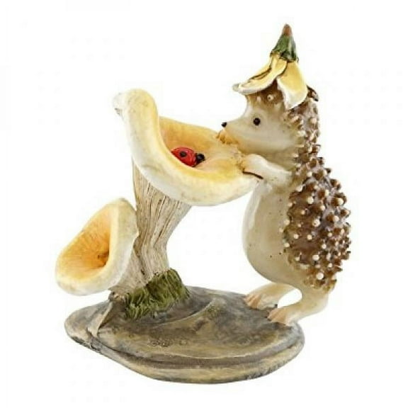 Top Collection Miniature Fairy Garden and Terrarium Hedgehog with Ladybug Statue