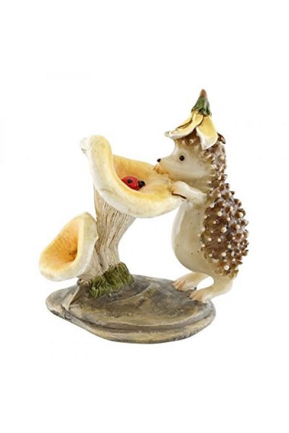 Miniature Fairy Garden and Terrarium Hedgehog with Ladybug Statue