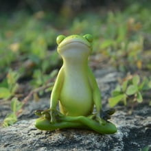 Top Collection Miniature Fairy Garden and Terrarium Yoga Frog Meditation Lotus Pose Statue