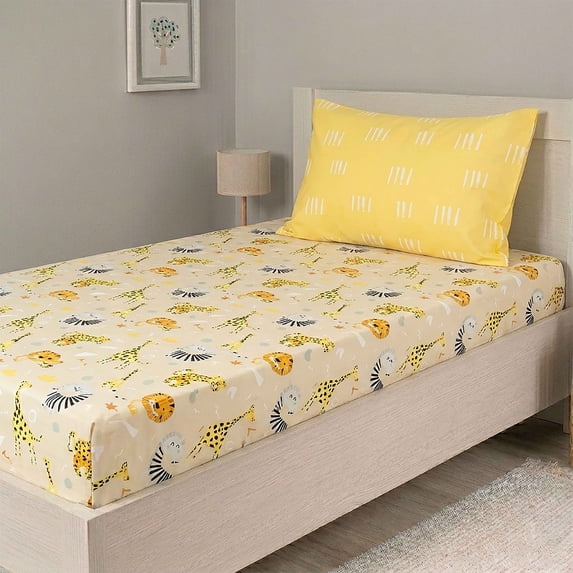 Top Cotton 2 Piece Twin Sheet Set - 210TC 100% Cotton Sheets with Deep Pockets (Summerland & Yellow)