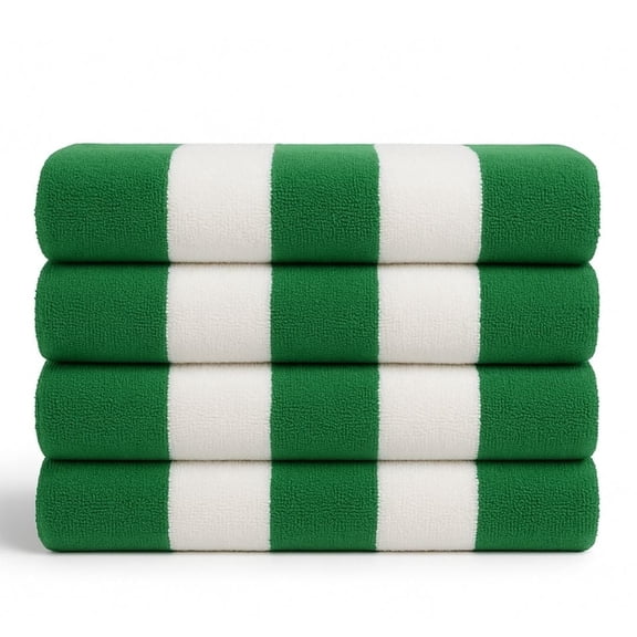 Top Cotton Cotton Beach Towels, Pack of 4 - 30"x60" Quick Dry Towels for Beach, Pool, Gym & Bathroom - Oversized Terry Cabana Striped Towels (Parrot Green)